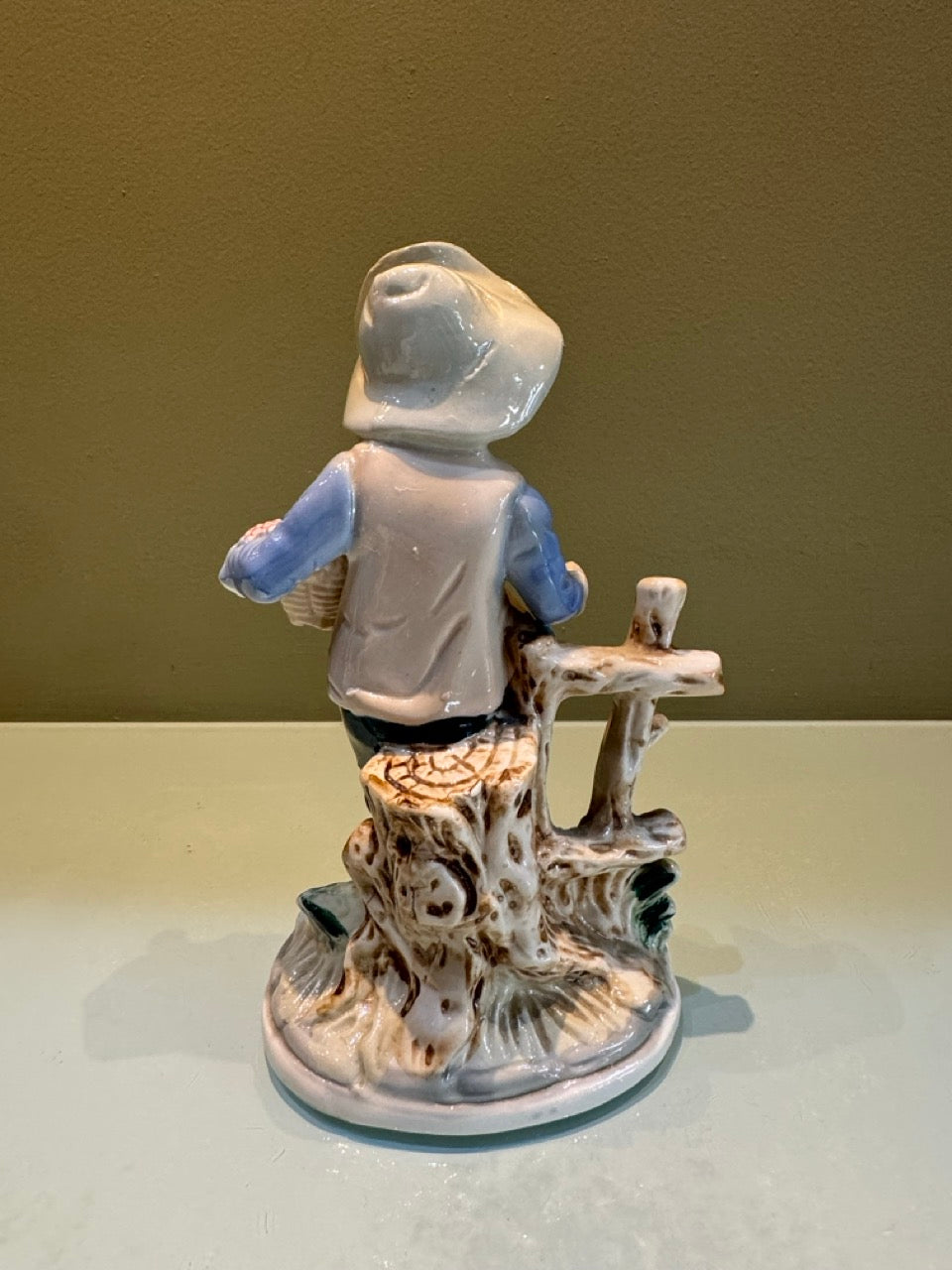 Vintage Ceramic Figurine Boy with Fruit Basket